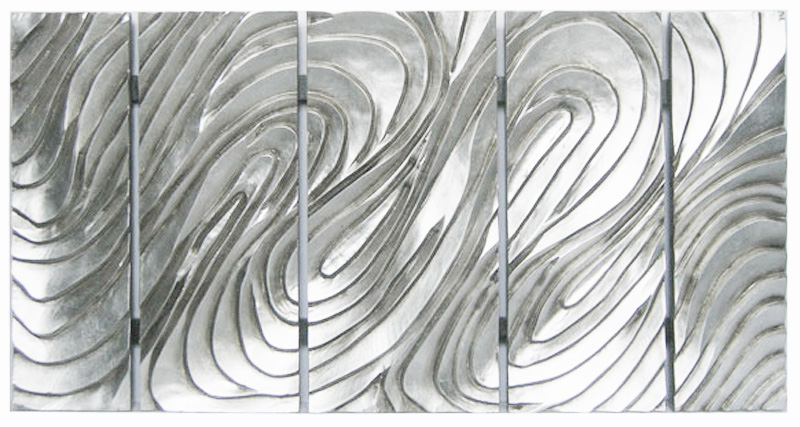 MS105 Wall Décor objet d art metal design mounted on wood panel
